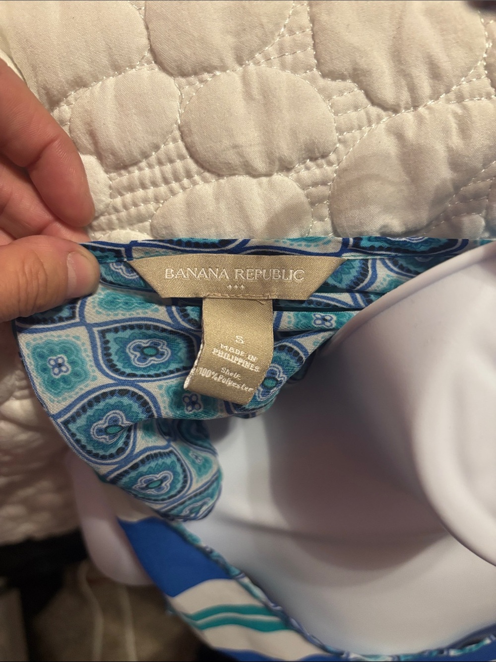Banana Republic Blue, Teal & White Striped Scoop-Neck Tank - Picture 2 of 3